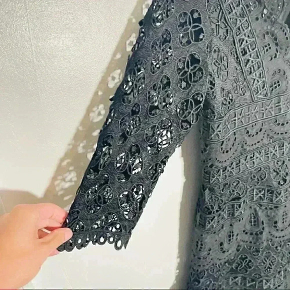 NWT Sea Laurel Lace Tiered Midi Dress Black - Picture 8 of 10